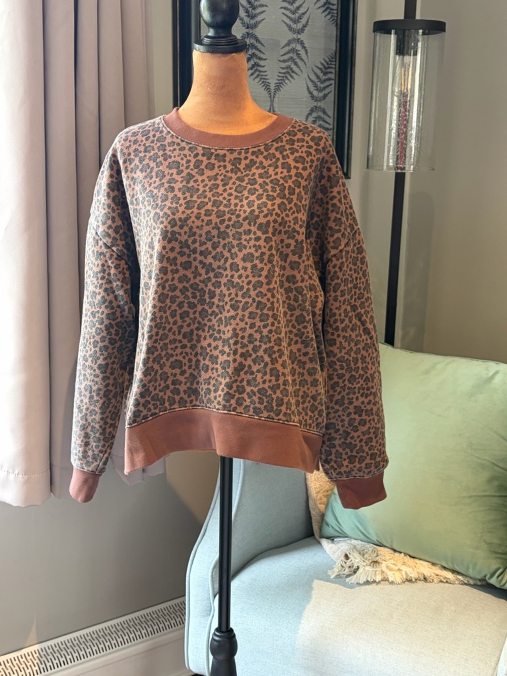 J Crew Leopard Print Sweatshirt - Rust Brown